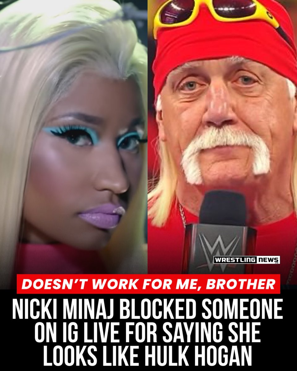 Nicki Minaj did not want to be compared to Hulk Hogan and she apparently  doesn't think she looks like him., image size:960x1200