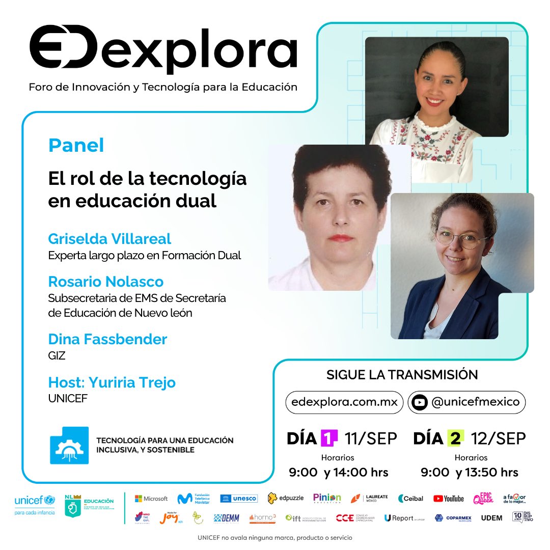 SenlOficial's tweet photo. Conoce más sobre el impacto de la tecnología en la Educación dual en el Foro de Innovación y Tecnología para la Educación #EDExplora este 11 y 12 de septiembre.
Toda la información disponible en https://t.co/djvenfkCuM https://t.co/uHGdkZdIab