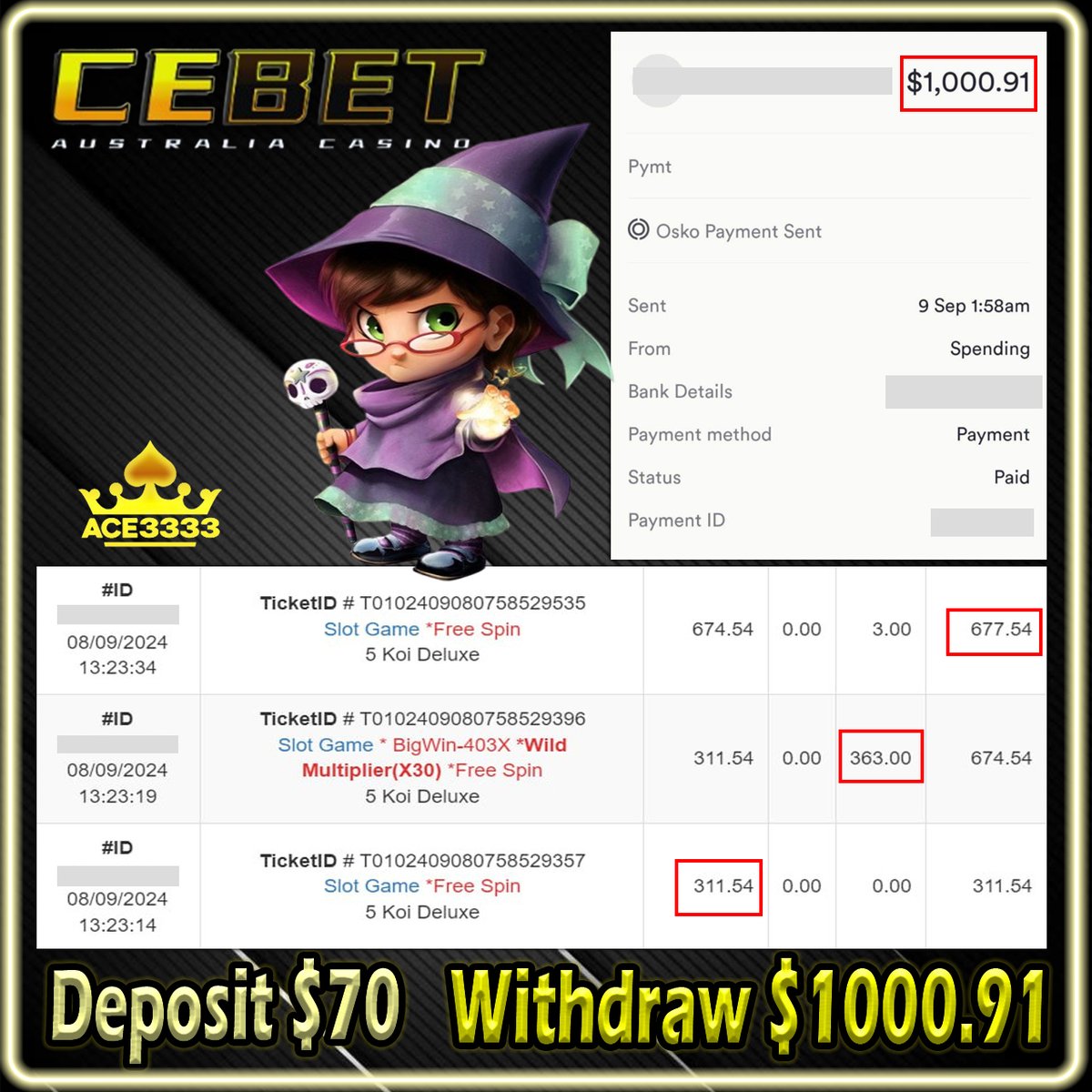 CEBETCS's tweet photo. 🇦🇺👑ℂ𝔼𝔹𝔼𝕋👑Congrats to our Dear member WITHDRAW $1000.91‼️   🤙🏻Contact Us >https://t.co/fNnDtAkg9V  #pokies #Australia #casino #onlinecasino #trustedcompany #slot #poker #freegames #freecredit #welcomebonus #freespins #918kiss #pussy888 #mega888 #evo888 #live22 #918kaya https://t.co/iXgM45B6pK