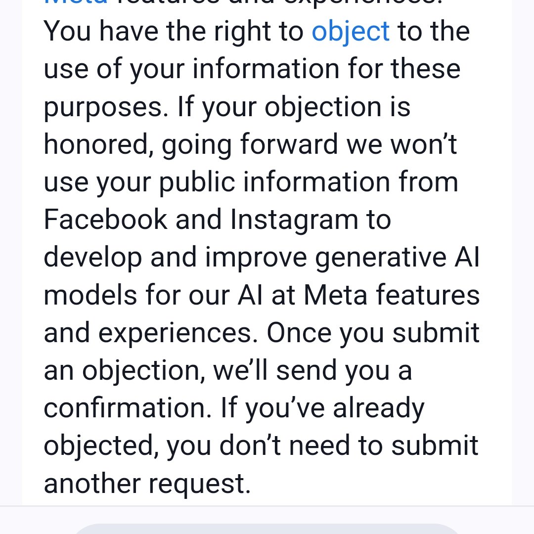 Win7Guru's tweet image. Hello @Meta and @AIatMeta 
Can you tell me how someone is supposed to opt-out of Generative AI training when your form is unavailable? #AIBlunders @Facebook

I am just curious if I can prompt a response from you.