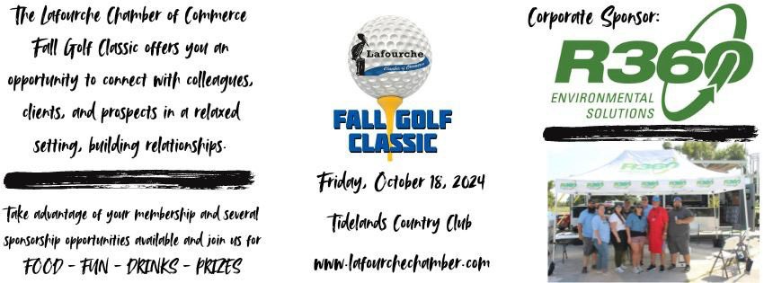 LafourcheCofC's tweet photo. Our annual Fall Golf Classic is just a few weeks away and we invite you to join us on the course at Tidelands Country Club for a great afternoon of food, drinks, golf and prizes... not to mention networking and sponsorship opportunities! https://t.co/c3CtyUMP2B https://t.co/Upk3LVFQ9O
