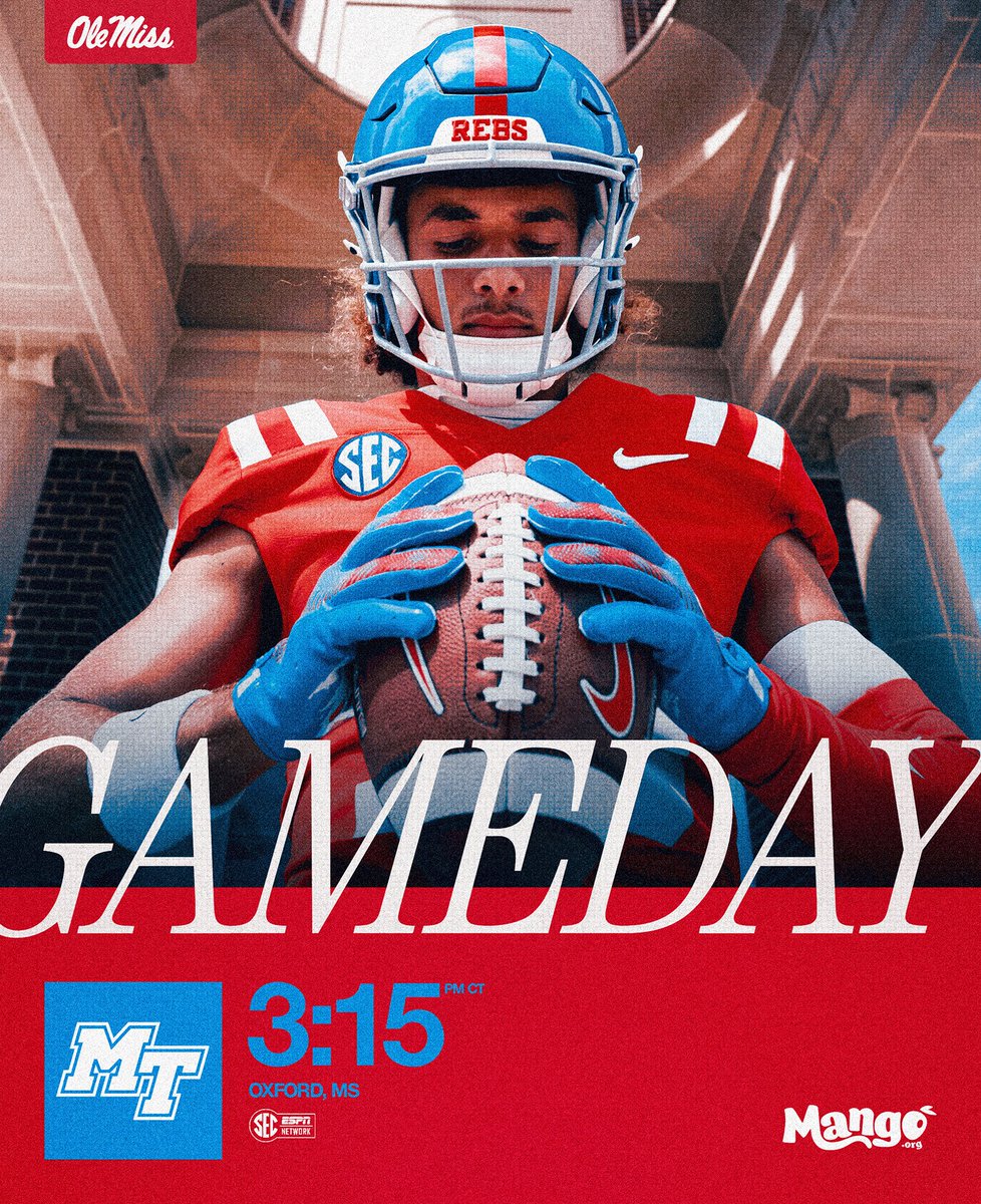Ole Miss Football (@olemissfb) on Twitter photo PACK THE VAUGHT, IT'S GAMEDAY ‼️
🆚 MTSU
🏟️ Vaught-Hemingway Stadium
🕕 3:15 PM CT
📺 <a href="/SECNetwork/">SEC Network</a>
💻 espn.com/watch
🎙️ olemisssports.com/watch PACK THE VAUGHT, IT'S GAMEDAY ‼️
🆚 MTSU
🏟️ Vaught-Hemingway Stadium
🕕 3:15 PM CT
📺 <a href="/SECNetwork/">SEC Network</a>
💻 espn.com/watch
🎙️ olemisssports.com/watch