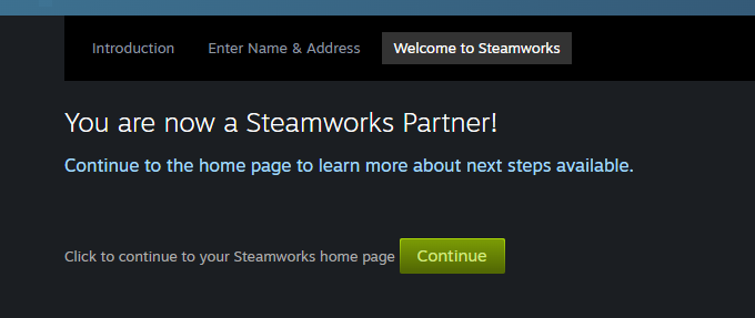 SkidesGames's tweet photo. Officially a Steamworks Partner! 🎉 https://t.co/pX0cWS5POD