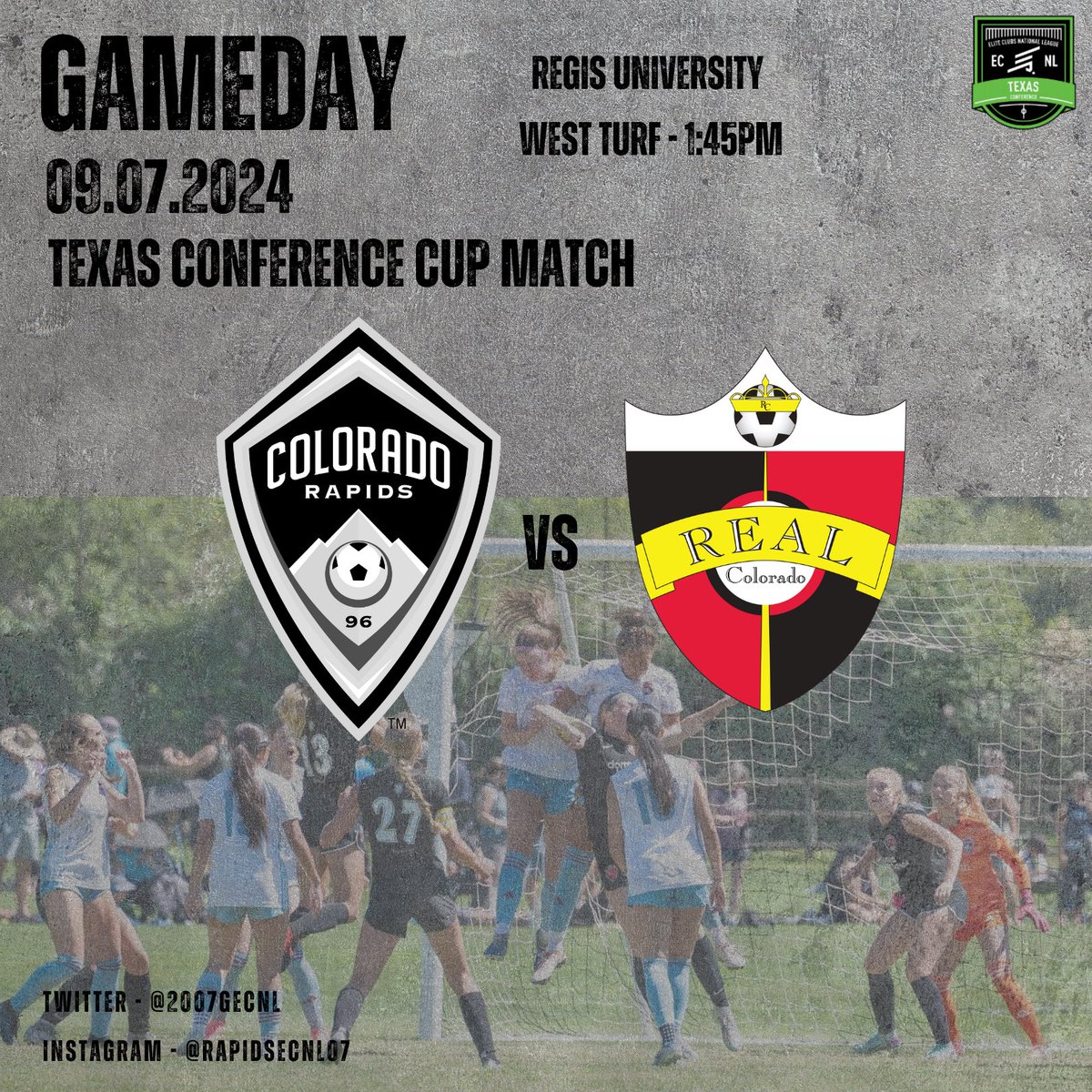 Come check us out in our first Texas Conference Cup match tomorrow at Regis! Roll Rapids! <a href="/RapidsYouthClub/">Rapids Youth Soccer</a> <a href="/ECNLgirls/">ECNL Girls</a> <a href="/ImCollegeSoccer/">College Soccer Truth ™</a> <a href="/TopDrawerSoccer/">TopDrawerSoccer</a> <a href="/ImYouthSoccer/">ECNL/GA/Recruiting/College Soccer</a>