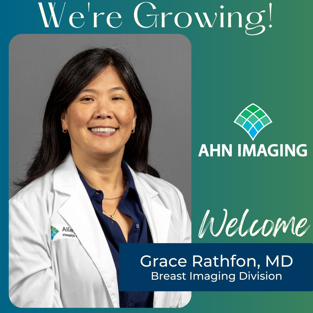 Please join us in welcoming Dr. Grace Rathfon to the AHN Imaging Institute Breast Division. She will primarily be scheduled at Forbes Hospital.
#AHNImaging <a href="/AHNRadRes/">AHN Diagnostic Radiology Residency</a> <a href="/AHNToday/">AHN</a> #WeAreGrowing #NewHire #NewRadiologist #Radiologist
