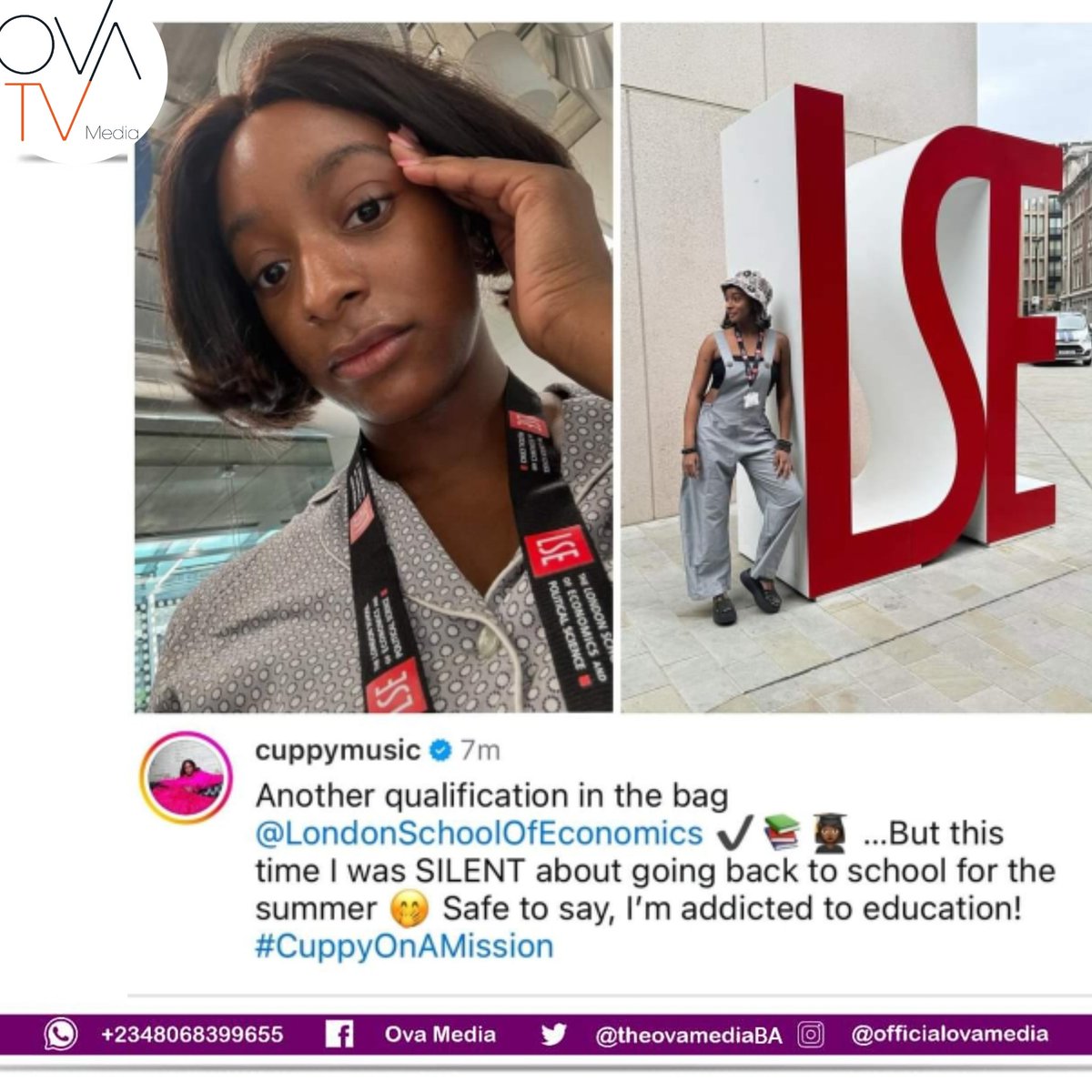 DJ Cuppy bags degree from London School of Economics