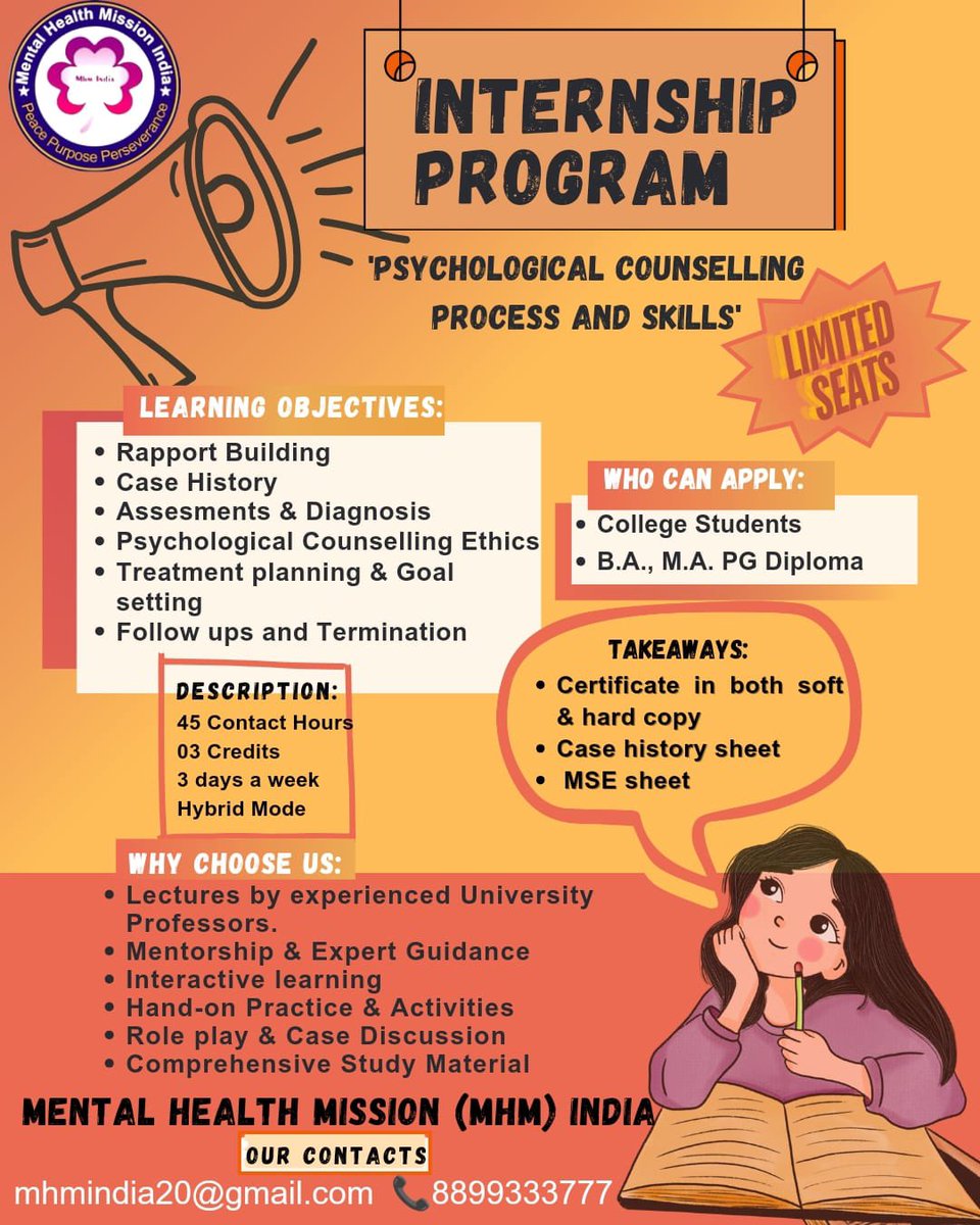 mhm_india's tweet image. Join quickly in internship of counselling process #Internshipsearch, #career,
#Oppotunity