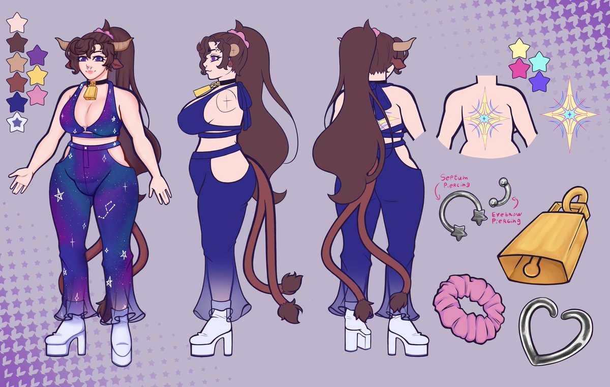 CosmicMoomoo's tweet image. I made a character ref! though it doesn&apos;t have my glasses on it but it&apos;s the most accurate up to date version of me owo
#vtuber #VtuberSheet #vtubercharactersheet