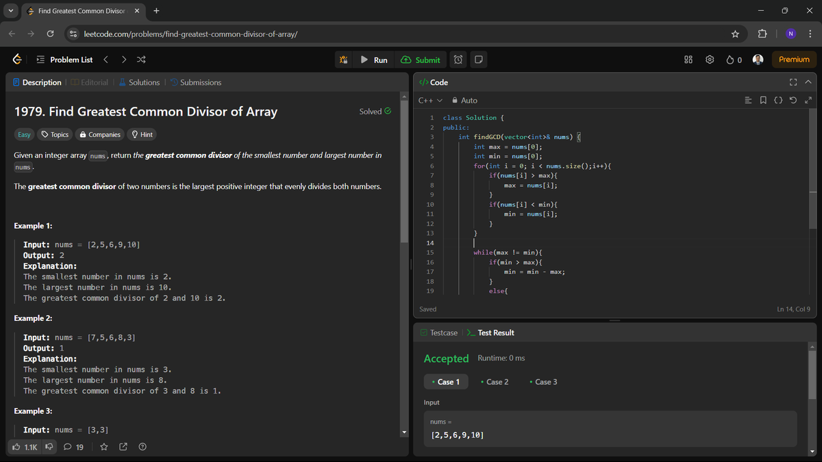 nilanshukumar81's tweet photo. 🎉LeetCode Daily Challenge: Day 68📷

🎗️Quick Solution:
Find the GCD of an array by identifying the maximum and minimum values, then using the Euclidean algo.

⌚Efficient:
Time Complexity: O(n) 
Space Complexity: O(1)

#LeetCode #CodingChallenge #Algorithm #EuclideanAlgorithm https://t.co/ga8LlrCLJe