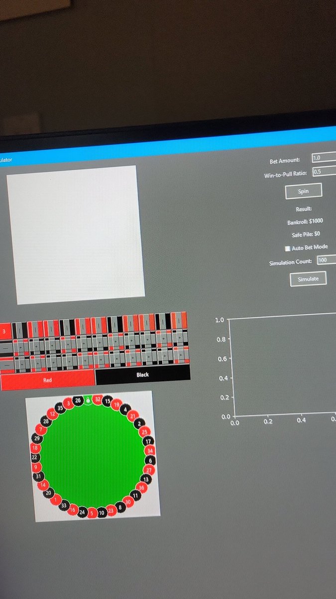 zFubarr's tweet image. catch me at your local casino with all the ai rumpling strats and positions #roulette #aiprogram #aigambling #aidevelopment #money #gambing #roulettesimulator #workinprogress
