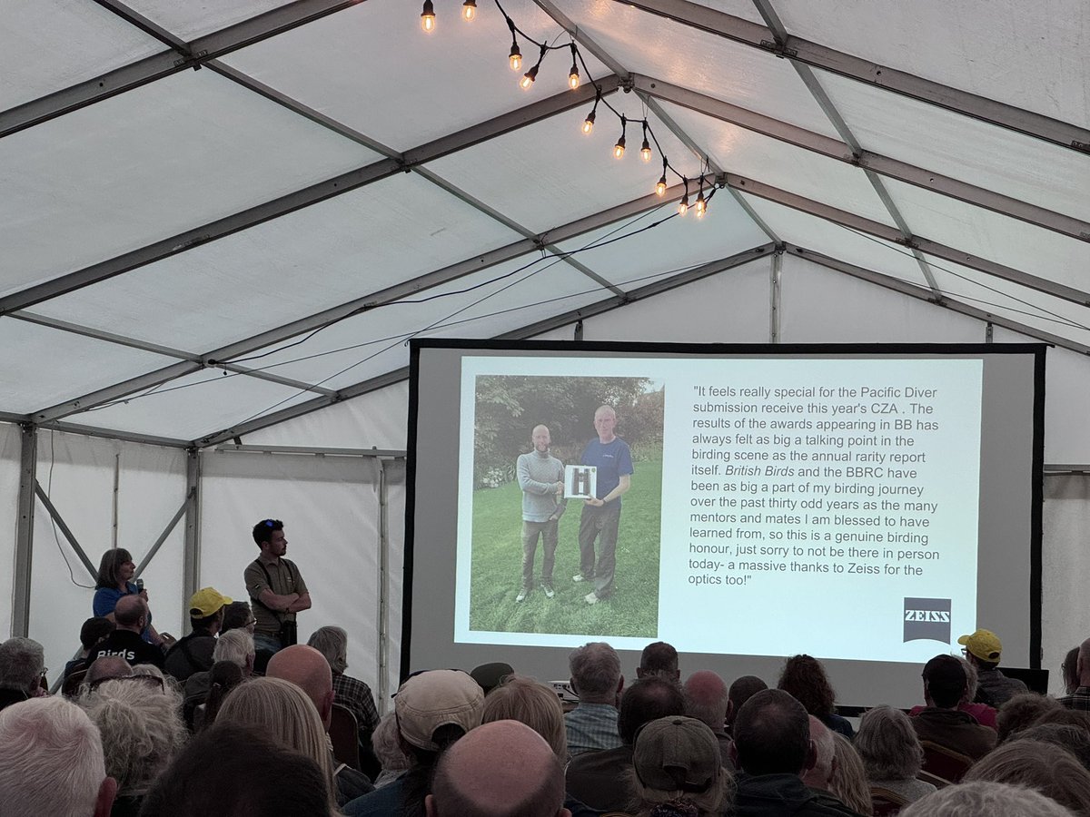 British Birds (@britishbirds) on Twitter photo #Migfest24 Congratulations to <a href="/shetlandnature/">Brydon Thomason</a> who wins this years Carl Zeiss award for his description of a Pacific Diver on Shetland, before the BB/RSPB talk at Migfest #Migfest24 Congratulations to <a href="/shetlandnature/">Brydon Thomason</a> who wins this years Carl Zeiss award for his description of a Pacific Diver on Shetland, before the BB/RSPB talk at Migfest