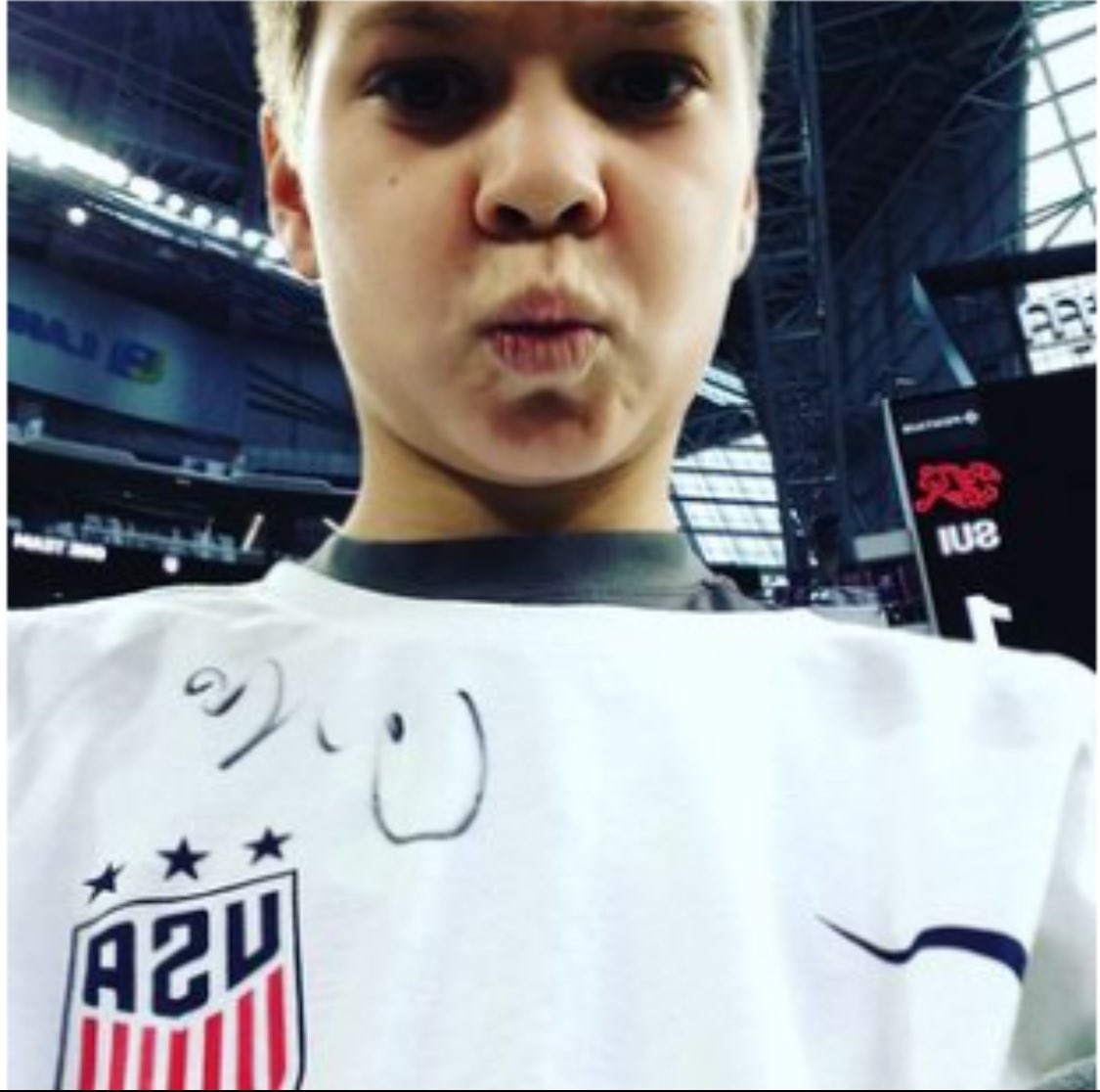 My boy back in 2016. That’s a <a href="/CarliLloyd/">Carli Lloyd</a> signature back at us bank stadium in 2016