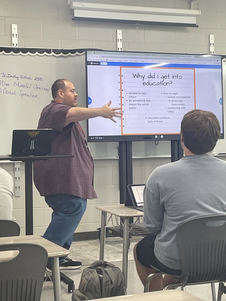 HaneyNPHS's tweet photo. Thank you @AskanderNPHS for presenting to the UIndy Educ. 255 students today! Your knowledge and experience in the field, combined with your positive energy, made it truly inspiring! @uindy #NewPalProud @NPHSDragons #Every_Day #TeachTheFuture https://t.co/tDLUDJHwXm