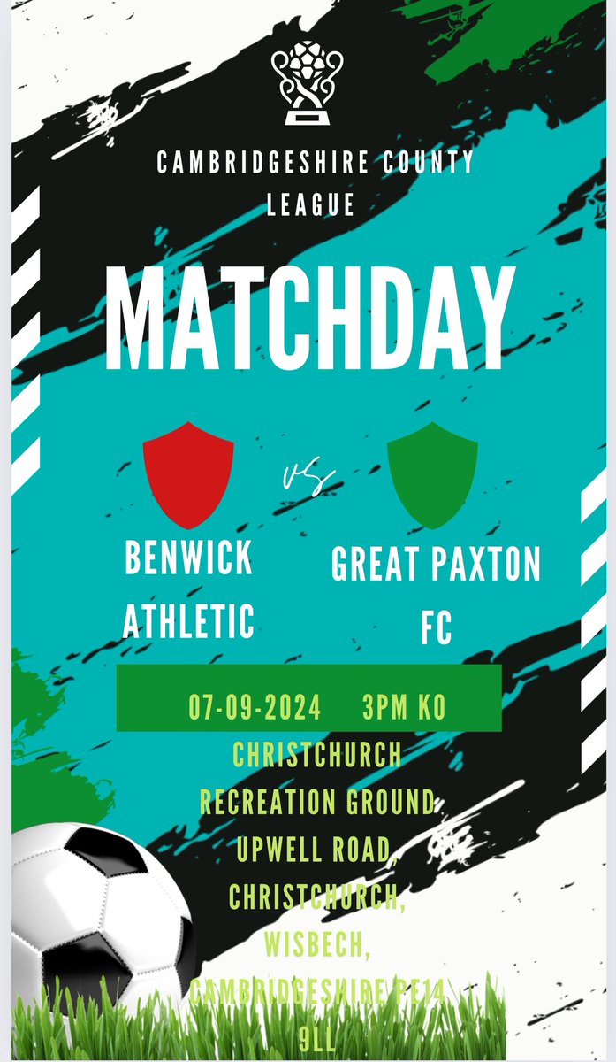 Great Paxton FC (@greatpaxtonfc1) on Twitter photo We KO our long awaited season tomorrow against a tough <a href="/benwickfc/">Benwick Athletic FC (CHRISTCHURCH)</a> side, The lads have worked hard over pre season and go into the game looking to bring home 3 points. Come over and support the lads! #whippets #UTW
<a href="/CambsLeague/">Cambs County League</a> <a href="/squeezefootball/">Squeeze</a>
<a href="/HuntsFA/">Huntingdonshire FA</a> <a href="/CambsFA/">Cambridgeshire FA</a> 🟡🟢⚽️ We KO our long awaited season tomorrow against a tough <a href="/benwickfc/">Benwick Athletic FC (CHRISTCHURCH)</a> side, The lads have worked hard over pre season and go into the game looking to bring home 3 points. Come over and support the lads! #whippets #UTW
<a href="/CambsLeague/">Cambs County League</a> <a href="/squeezefootball/">Squeeze</a>
<a href="/HuntsFA/">Huntingdonshire FA</a> <a href="/CambsFA/">Cambridgeshire FA</a> 🟡🟢⚽️