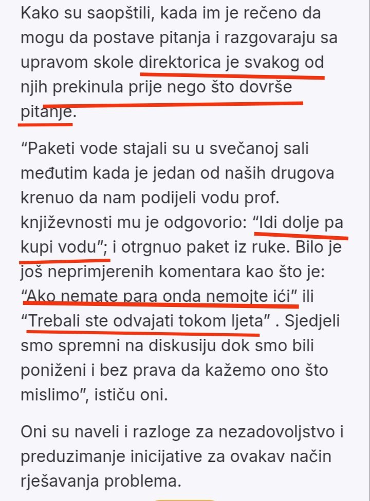U decenijskoj tradiciji štrajka podgoričkih gimnazijalaca mislim da je ovogodišnji prvi put zaista sa razlogom. 

Ova generacija, koja zbog korone nije išla ni na polumatursku, štrajkuje jer je uprava škole, na čelu sa direktoricom, nesposobna da organizuje matursku ekskurziju.