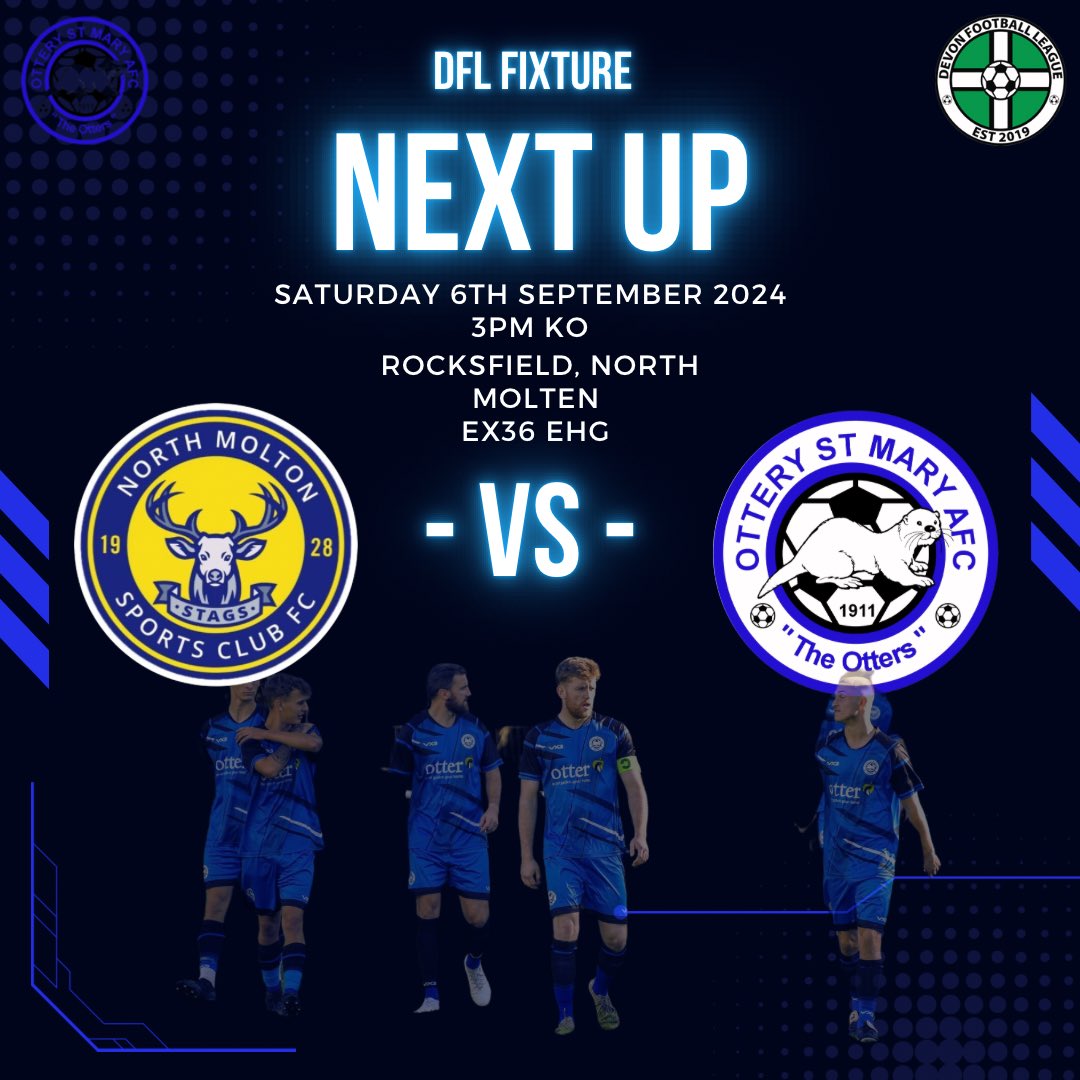 Ottery St Mary AFC (@otterystmaryafc) on Twitter photo 6th away game of the season tomorrow as the otters travel to <a href="/Northmoltonfc/">North Molton Sports Club FC</a>.
3pm ko 6th away game of the season tomorrow as the otters travel to <a href="/Northmoltonfc/">North Molton Sports Club FC</a>.
3pm ko