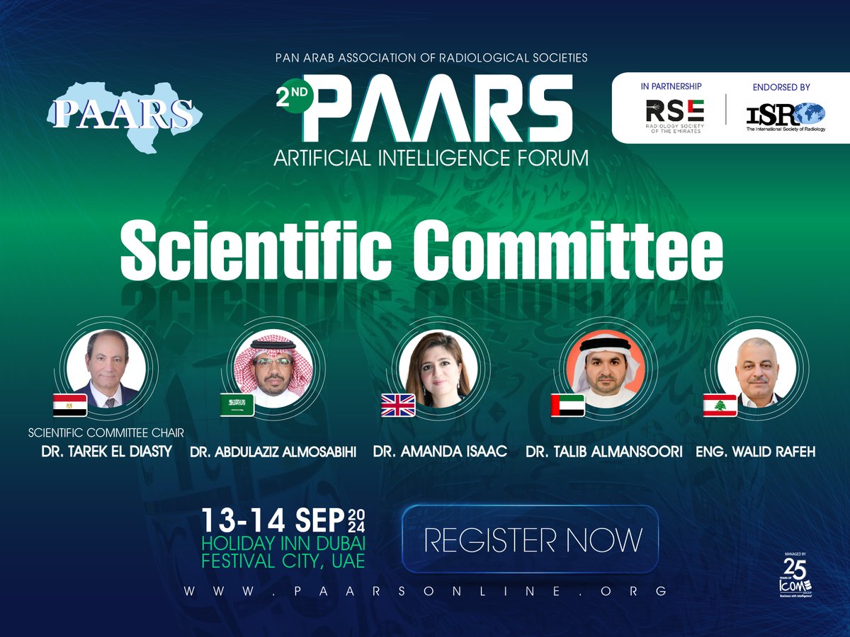 drmosabihi's tweet photo. I am honored to be one of the visionary pioneers of the Scientific Committee Members for the 2nd PAARS Artificial Intelligence Forum.

Register Now: https://t.co/HNf1aPTslt

"2nd PAARS AI Forum"
📅13-14 September 2024
📍Holiday INN Dubai Festival City

#PAARS2024 #AI https://t.co/YEkfpEoqmk