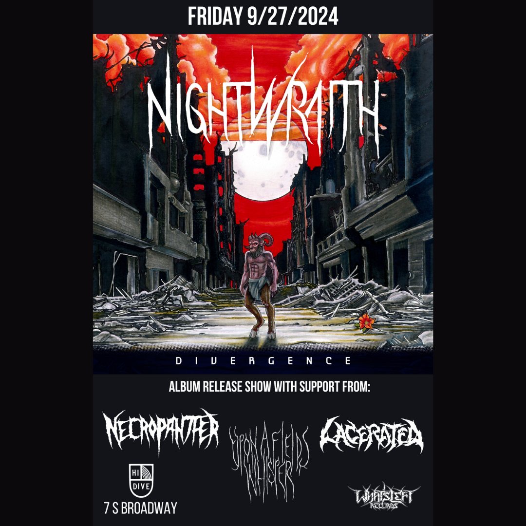 Our album release show for 'Divergence' will be a <a href="/hidivedenver/">hi-dive</a> on 9/27/24 with the homies in <a href="/Necropanther_/">Necropanther</a> , Upon a Fields Whisper, and Lacerated! Tickets are available here: dice.fm/event/8evve2-n…