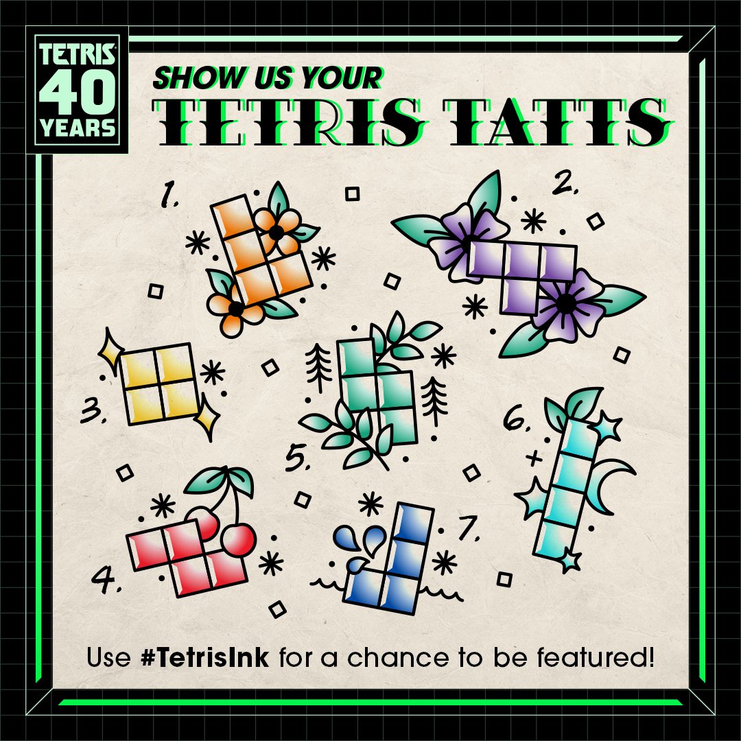 Tetris has been with us for 40 years, and some of you have even made it permanent with ink! 🎮💉 

Show us your Tetris tattoos using #TetrisInk and tag <a href="/Tetris_Official/">Tetris</a> for a chance to be featured. Let's celebrate the game that inspires creativity and passion worldwide! #Tetris