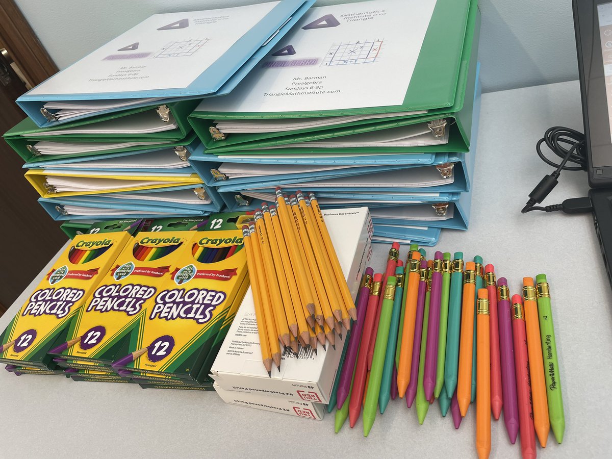 triangleMath's tweet image. Our level 3 &amp;amp; algebra classes started yesterday with a lot of #mathisfun. After distributing texts, binders, colored / mechanical (triangular) / regular pencils, &amp;amp; t-shirts, we looked at angles &amp;amp; triangles &amp;amp; played a game in level 3, and explored arith opers in algebra. #mtbos