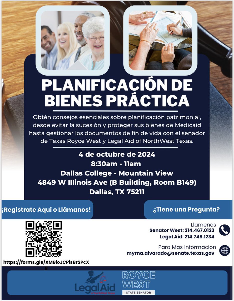 Dallas County Office of Equity and Inclusion (@dallascountydei) on Twitter photo Important informational session on #EstatePlanning in Texas co-hosted by Senator <a href="/RoyceWestTX/">Royce West</a> and #LegalAidOfNorthWestTexas. Important evento sobre planificación de bienes. Evento se llevará acabo de manera bilingüe. Important informational session on #EstatePlanning in Texas co-hosted by Senator <a href="/RoyceWestTX/">Royce West</a> and #LegalAidOfNorthWestTexas. Important evento sobre planificación de bienes. Evento se llevará acabo de manera bilingüe.
