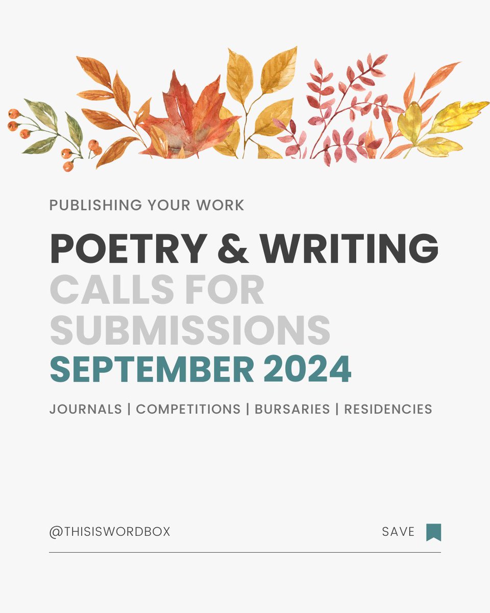 Over 150 calls for submissions of #poetry #fiction #flash #nonfiction #art #photography &amp; more - competitions, literary journals, residencies, bursaries etc - open or with deadlines in September 2024. Best of luck &amp; pls share! thisiswordbox.com/wordbox-blog/w…