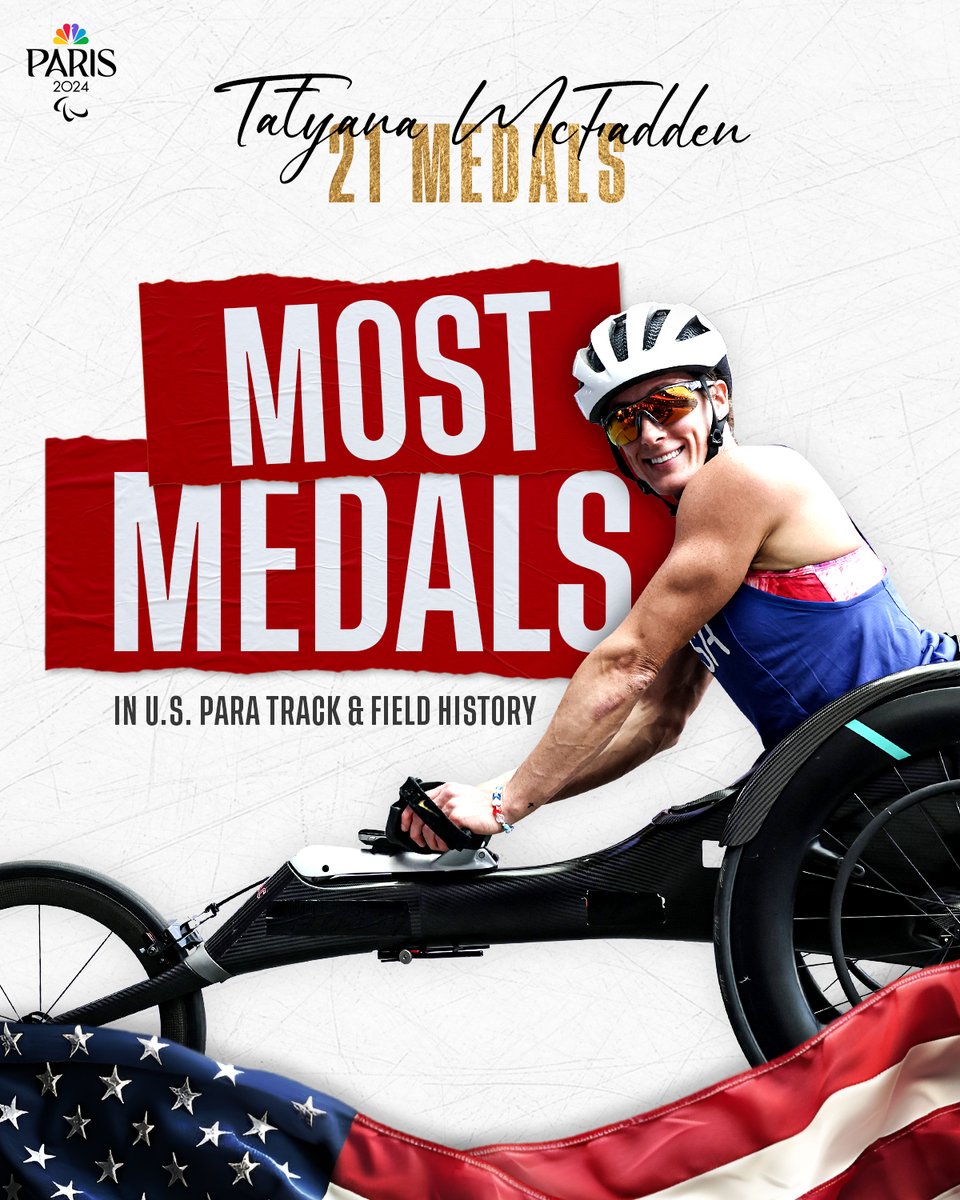 SHE HAS DONE IT!

Tatyana McFadden is the most decorated Paralympic athlete in U.S. track &amp; field history. #ParisParalympics