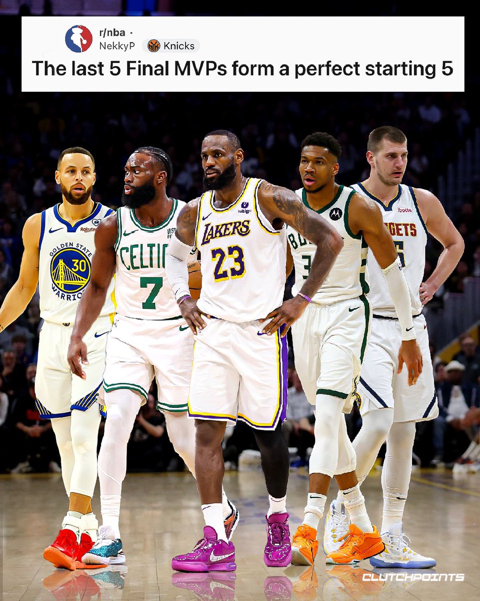 The last 5 Final MVPs form a PERFECT starting lineup.

Can you build a starting 5 of ACTIVE players to take down this lineup of Finals MVPs?

Drop your picks below! 👇