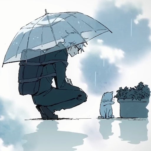 .. Sous la pluie, silencieusement, la nuit murmure ~
Chaque goutte qui ruisselle sur mon visage est une aventure ~
Cette douce mélodie, tel un souffle léger,  
Ce soir le ciel pleure, mais fait rêver…~