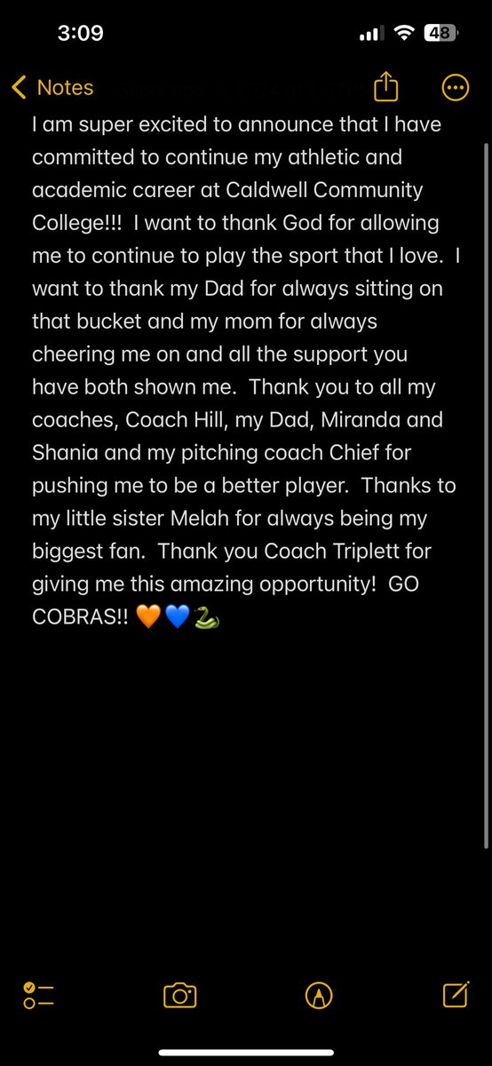 ZoeCheek2025's tweet photo. so blessed for this opportunity!! GO COBRAS 🧡🐍💙 @caldwell_cobras @eastwilkeshigh @ewilkessoftball @CarolinaLegacy1 https://t.co/DSjfR9Z1FK