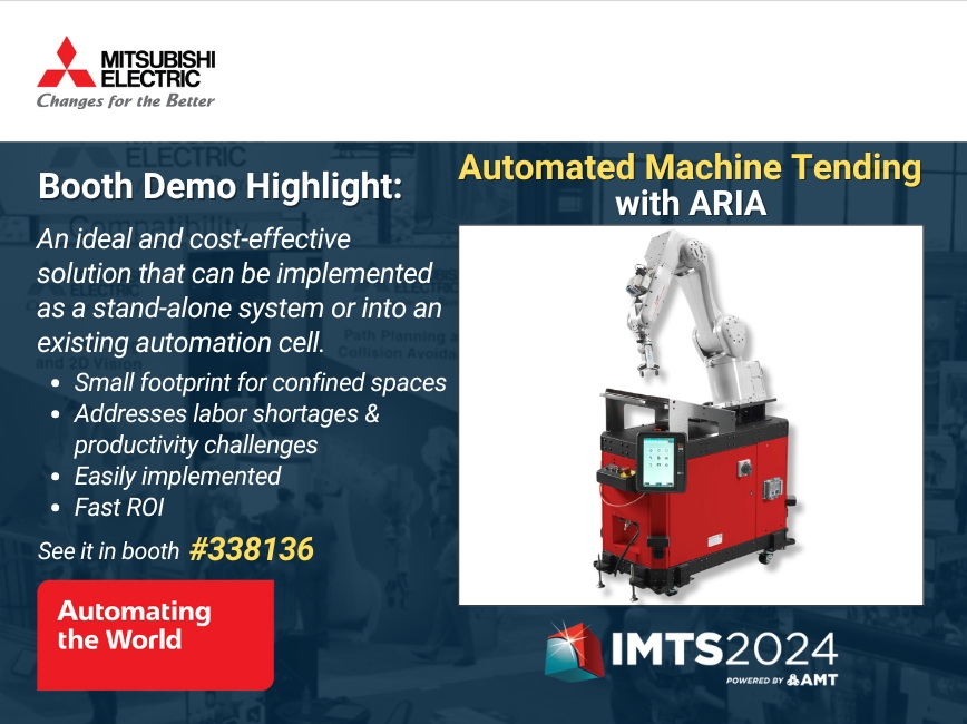MitsubishiElect's tweet image. #IMTS2024 𝐁𝐨𝐨𝐭𝐡 🅷🅸🅶🅷🅻🅸🅶🅷🆃! See and learn about 𝐀𝐮𝐭𝐨𝐦𝐚𝐭𝐞𝐝 𝐌𝐚𝐜𝐡𝐢𝐧𝐞 𝐓𝐞𝐧𝐝𝐢𝐧𝐠 𝐰𝐢𝐭𝐡 𝐀𝐑𝐈𝐀 in booth #338136. 
📓 Add it to your show planner 👉 okt.to/qaXvGb

#Manufacturing #MachineTending #Automation