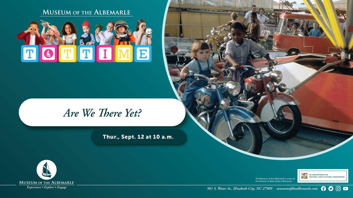 Participants between 3 and 5 years of age, accompanied by an adult, will discover their next North Carolina vacation as they learn about our state's tourist attractions, from the mountains to the coast. Read a book and participate in a hands-on activity!