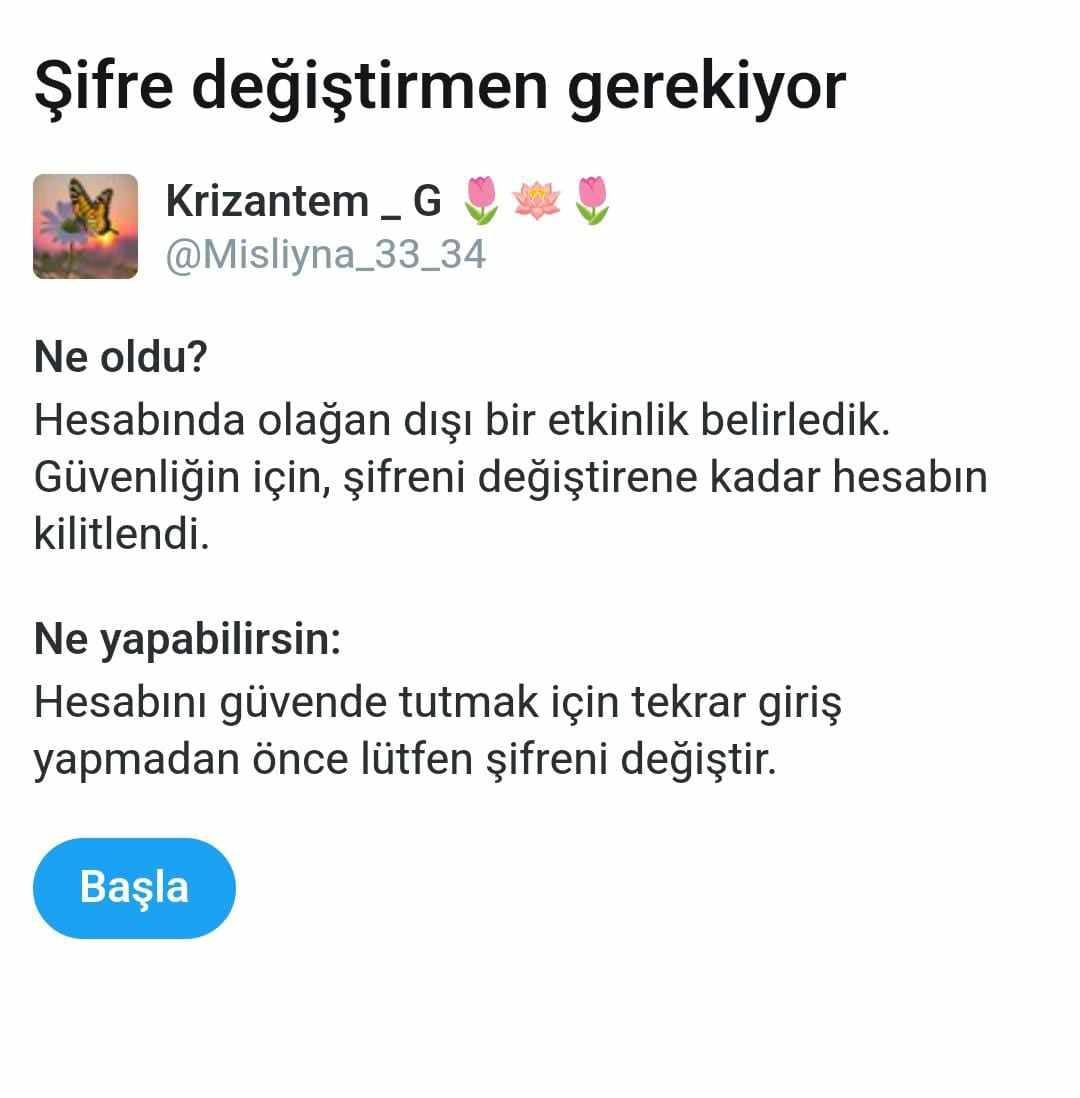 👇👇

<a href="/Misliyna_33_34/">KRİZANTEM _ G 🌷🪷🌷</a> 👈 Bu hesabım kilitlenmiştir.  Şifre değiştirmem isteniyor ancak şifre değiştirme durumunda hesaptaki bütün bilgilerin silineceği uyarısı var.
Ne yapmalıyım , yorumlara yazabilir misiniz lütfen..