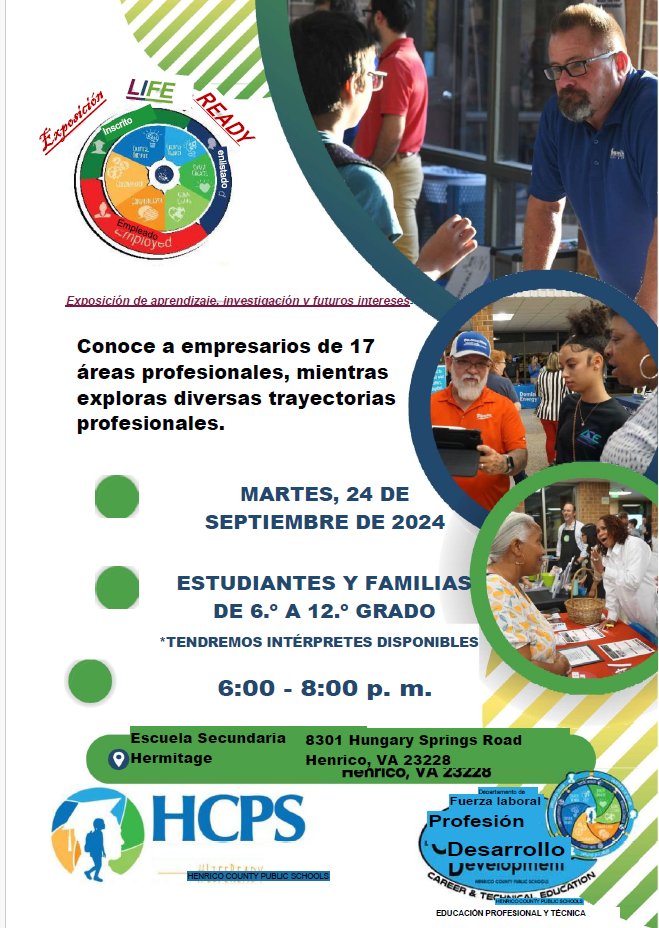 Henrico’s Life Ready Expo ’24 is back this month better than ever!  Tuesday, September 24th from 6:00 – 8:00 PM at Hermitage High School.  <a href="/QMSGriffins/">Quioccasin Middle School</a> <a href="/QMSPTSO/">Quioccasin Middle School PTSO</a>