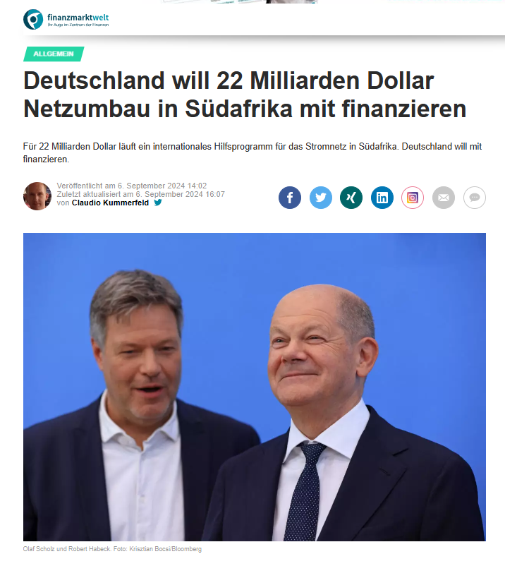 ChristophCanne's tweet image. #Baerbock|s Klimadiplomatin Jennifer Morgan war bekanntlich dieser Tage in Südafrika. Was bei diesem Treffen herauskam, darf man nun der Presse entnehmen: 

Deutschland will 22 Milliarden Dollar Netzumbau in Südafrika mit finanzieren, um dort ein Stromsystem mit mehr…