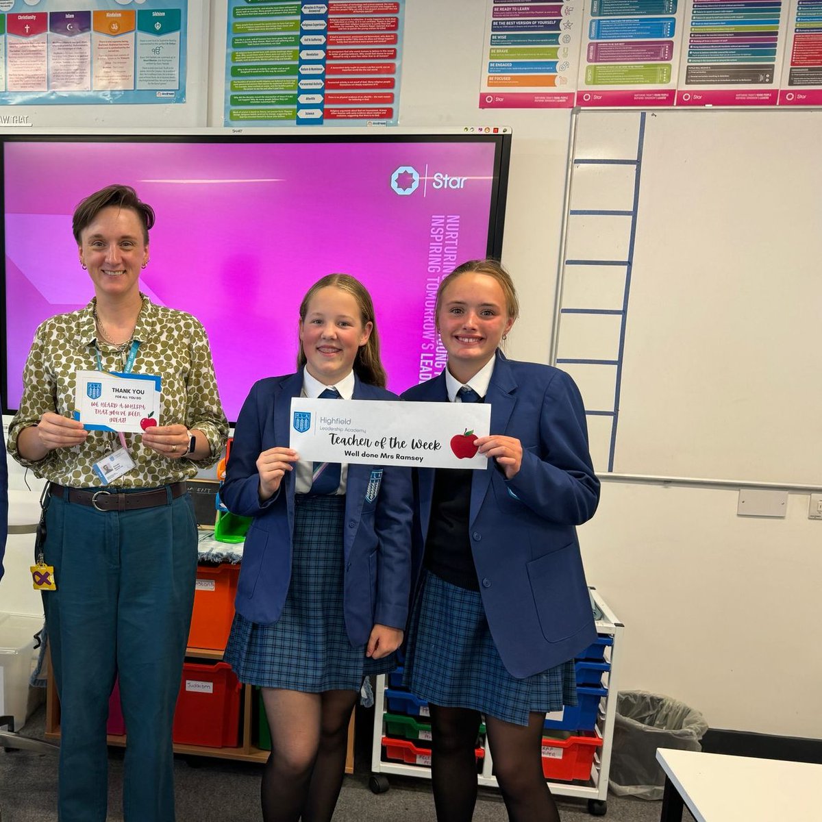 HighfieldLA's tweet photo. It's #TakeABow time! Wonderful to see our pupils so excited to showcase their work to our Principal and Vice Principal. Our staff are feeling proud too! #TakeABow #Ambition #ShineLikeAStar #LeadingMyLearning https://t.co/yRVLPXCaeq