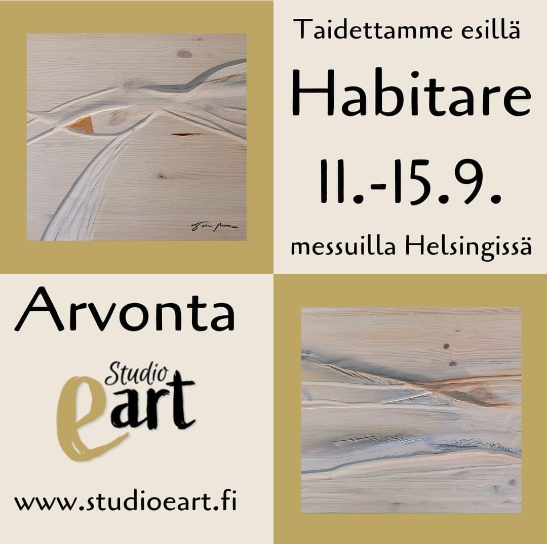 Studio_eART's tweet image. Tervetuloa Habitareen osastollemme 3e33 ja osallistu samalla Valo -puureliefin arvontaan!
#taide #art #reliefi #kohiwood #helsinki #habitare @hsfi @artinhelsinki @iltasanomat
 @ValtionTaide @KiasmaMuseum @AteneumMuseum
