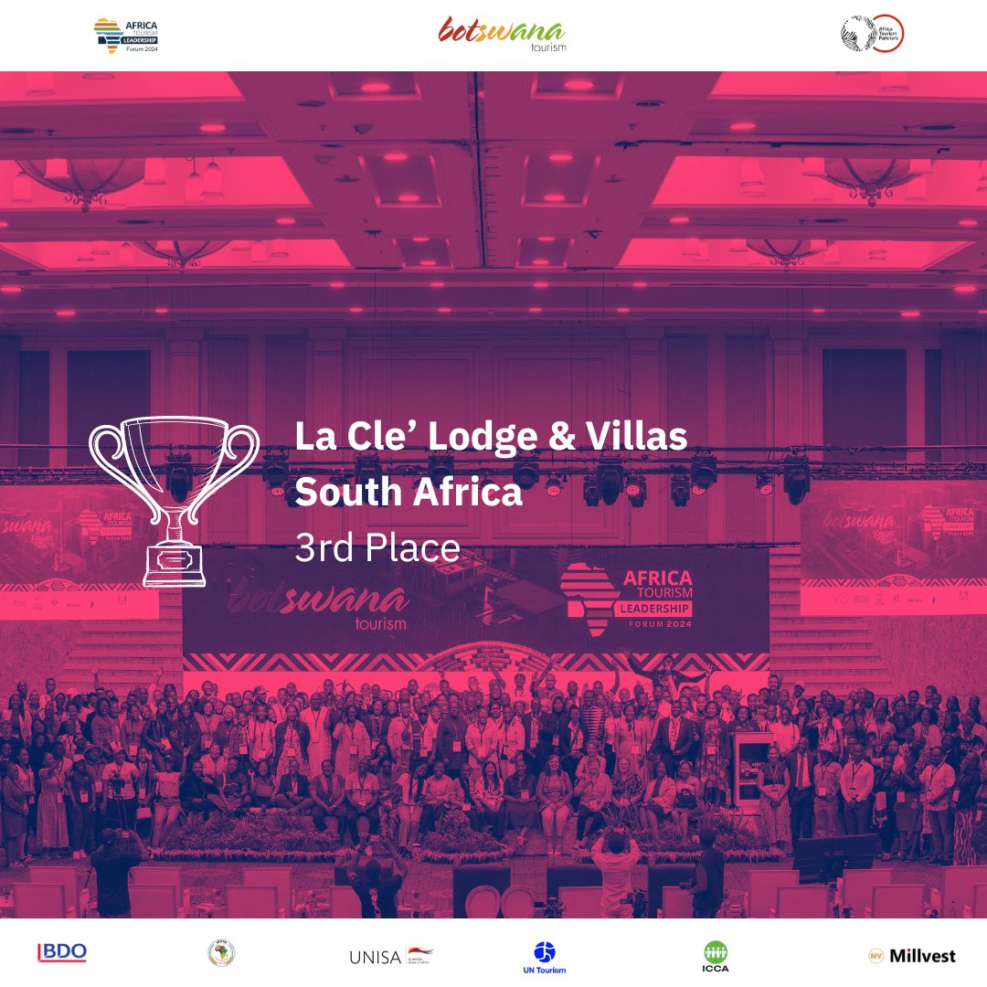 For the Outstanding Accommodation Award, the winners are:
1st Place: Singita Pamushana Lodge, Zimbabwe
2nd Place: AndBeyond Nxabega Okavango Tented Camp, Botswana
3rd Place: La Cle Lodge &amp; Villas, South Africa

Congratulations are in order. #ATLFAwards #ATLF2024