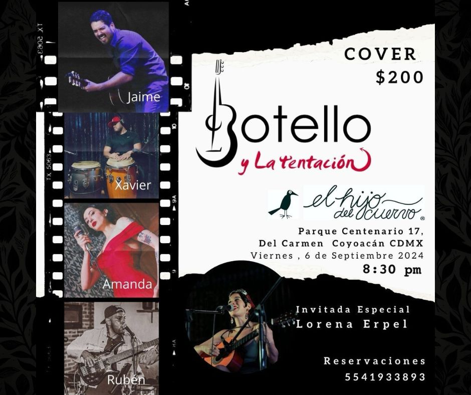 Hoy es el gran día! Botello y La tentación te esperan en El Hijo del Cuervo. La cita es a las 8:30 PM. ¡No te pierdas esta noche llena de buena música y energía! #BotelloYLaTentación #MúsicaEnElCuervo #Concierto #ElHijoDelCuervo #Coyoacán #EnVivo