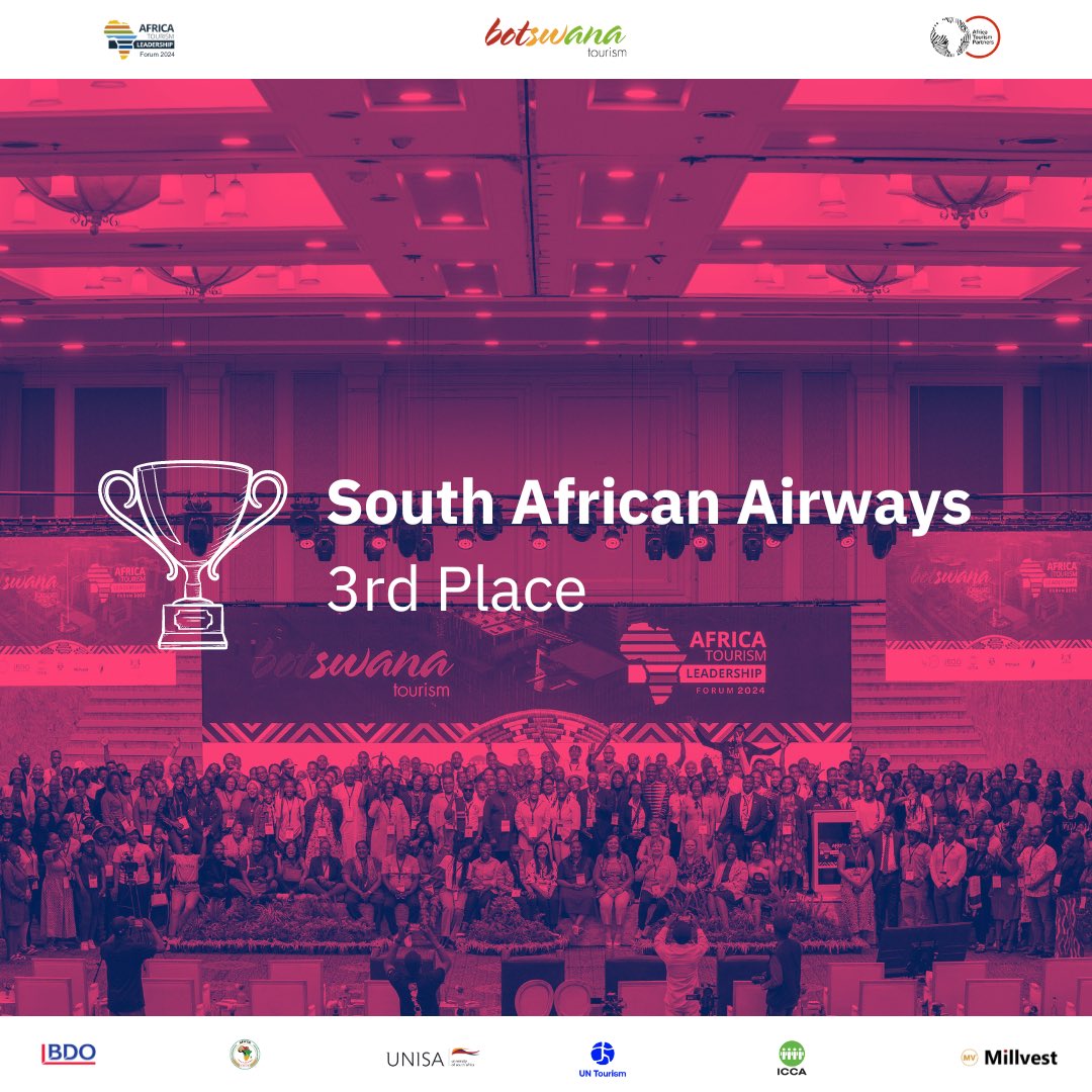 For the Outstanding Tourism Transport Award, the winners are:
1st Place: Ethiopian Airlines
2nd Place: Airlink
3rd Place: South African Airways

Congratulations are in order. #ATLFAwards #ATLF2024