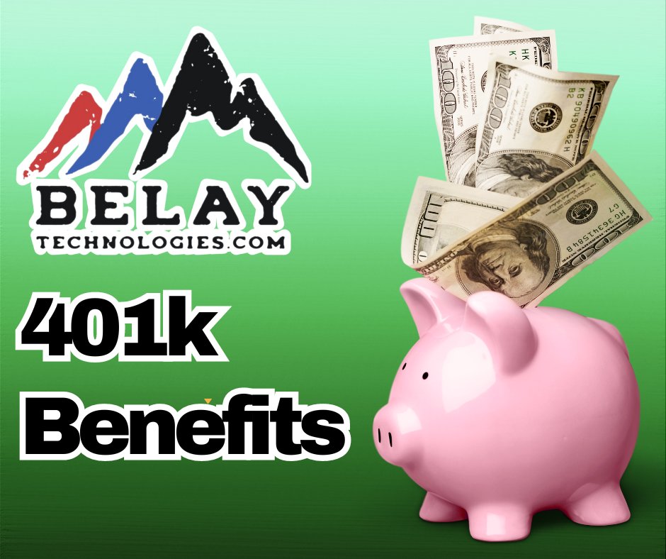 Celebrate National 401(k) Day with Belay Technologies! At Belay, we are proud to offer a robust 401(k) plan designed to support your future goals. Our plan features a generous 10% matching contribution, fully vested from day one!