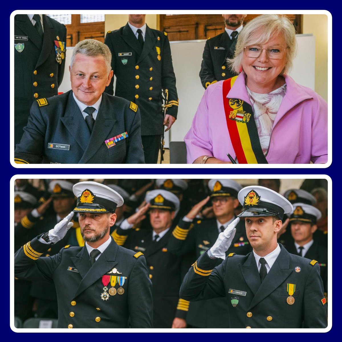 COM_BelgianNavy's tweet photo. Overdracht van het commando van de BNS Castor in de peterstad van het schip, Dendermonde. Dit peterschap zorgt voor een sterke band tussen de stad en de bemanning. https://t.co/UQHsT3iHnh