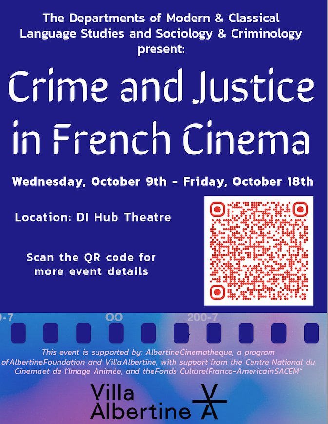Check out this cool Crime and Justice in French Cinema Film Festival we are hosting with Modern &amp; Classical Language Studies throughout October in the DI Hub!