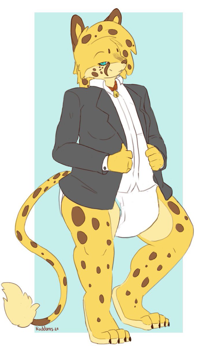 here's another comm i bought of teetah looking a little more......formal~🤵‍♀️☁️

art by @.raddums