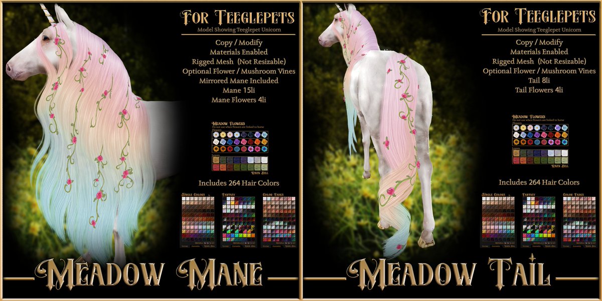 RavenBellSL's tweet photo. New @ The Dog &amp; Pony Show 🦄
I tried something new! I hope you enjoy this elegant mane &amp; tail made for 24 Teeglepet sizes! ♥
https://t.co/uXJnE8tWcB https://t.co/n6k8qtErxM