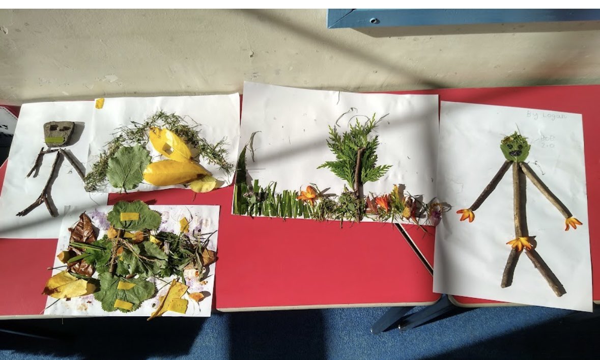 LethamPS's tweet photo. Josephine and Jessica led our P7 community afternoon showing us how to make art out of nature! It was a beautiful afternoon to collect items from the playground and then use them in our art work. The final products look amazing. #art #nature #communitysession https://t.co/lSLOAoE89L