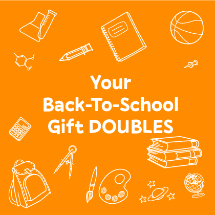 This month, your gift will DOUBLE thanks to our friends at the Sue Nan and Rod Cutsinger Foundation and the Ray C. Fish Foundation who will match every dollar up to $50,000! To double your gift, please visit tinyurl.com/2uhvs2u3
#donationmatch #backtoschool