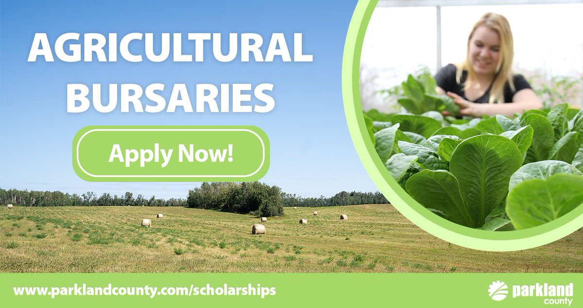 Are you a Parkland County resident attending a post-secondary institution and enrolled in an agricultural-based program? We're offering up to five bursaries valued at $500.00 each.

Application Deadline: September 20, 2024 at 4:00 p.m.

To apply, visit parklandcounty.com/scholarships