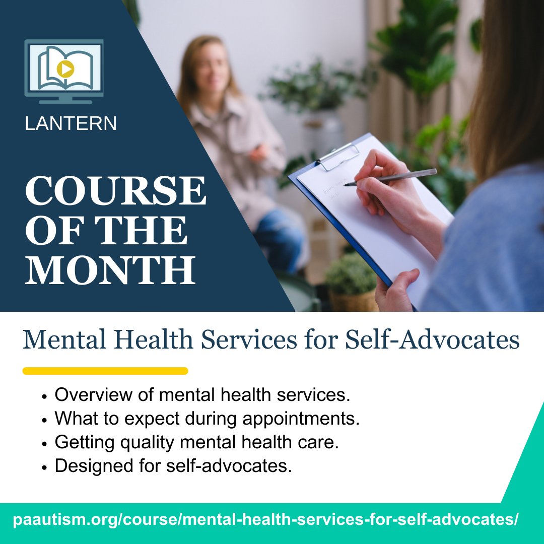 🧠 In honor of #SuicidePreventionMonth, this feature eLearning provides an overview of mental health services for self-advocates: cstu.io/db96c6

#CourseOfTheMonth #MentalHealth #ASD #Autism