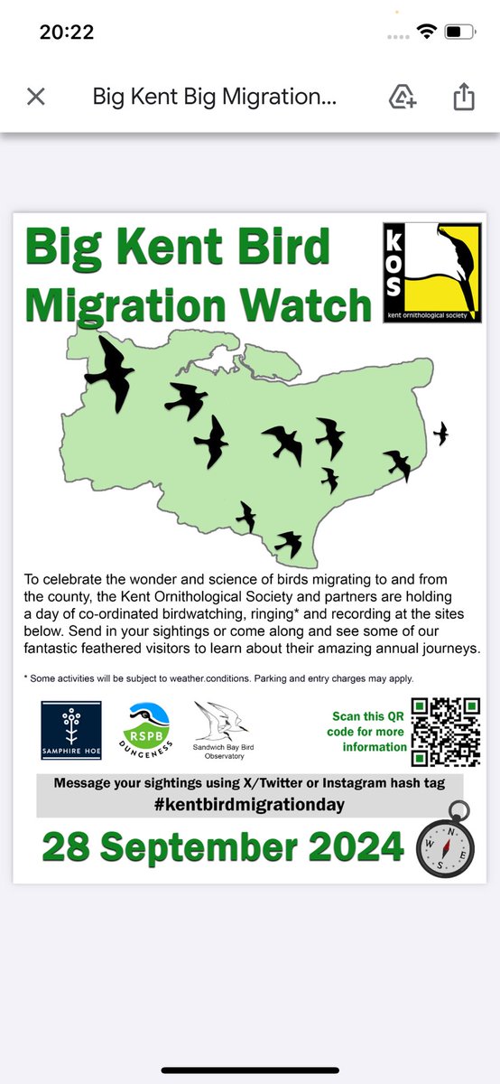 Mark the date - and let us know what migrant birds you record on 28 September. Public events at <a href="/Sandwichbirdobs/">SBBOT</a> <a href="/RSPBDungeness/">RSPB Dungeness</a> and <a href="/SamphireHoe1997/">Samphire Hoe</a> - migration recording at Bockhill, North Foreland, Bough Beech Reservoir and Dungeness Bird Observatory. <a href="/KentishPlover/">KOS</a>